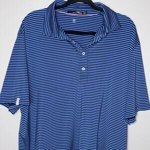 RLX Ralph Lauren Mens Size XL Blue Navy Blue Stripe Short Sleeve Activewear Polo